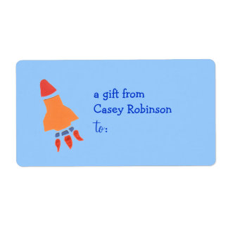 Étiquette de cadeau personnalisée - thème de fusée