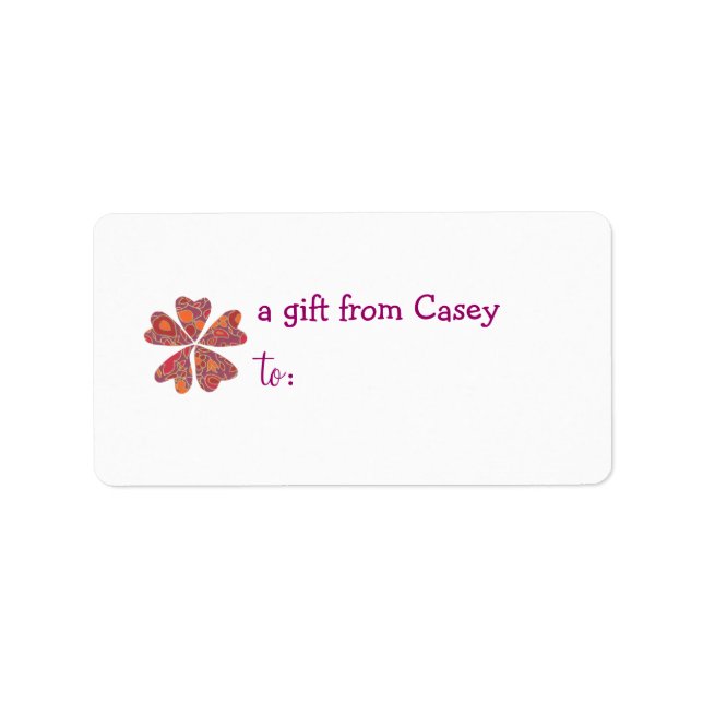Étiquette de cadeau personnalisée - thème floral (Devant)