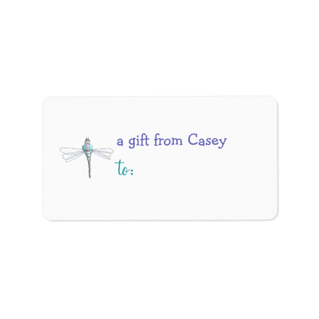 Étiquette de cadeau personnalisée - thème libellul (Devant)
