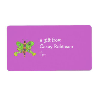 Étiquette de cadeau personnalisée - thème papillon