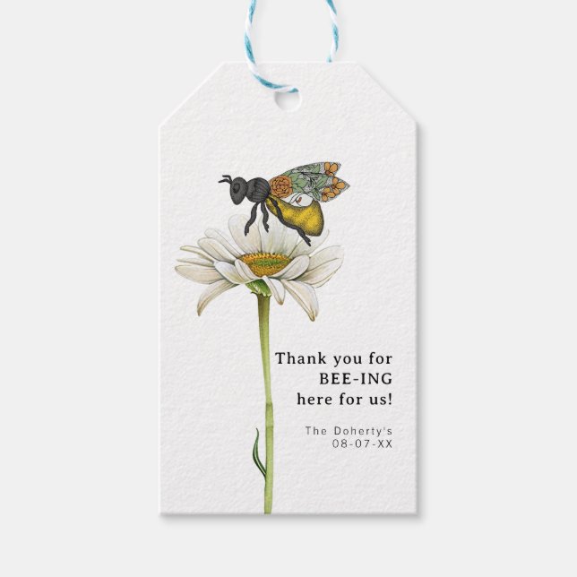 Étiquette de cadeau pour Baby Shower Abeille | Bu (Devant)