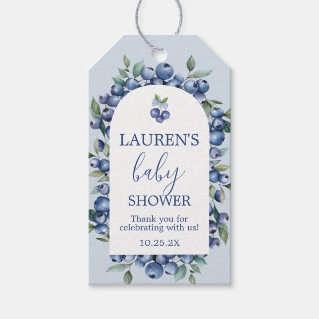 Étiquette de cadeau pour Baby Shower Blueberry (Devant)