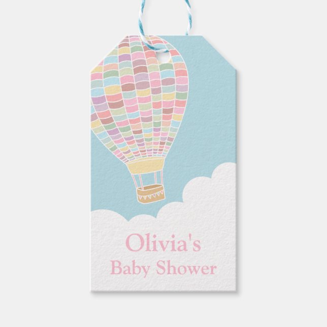 Étiquette de Cadeau pour Baby Shower Montgolfière  (Devant)