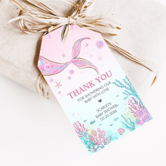 Étiquette de cadeau pour Baby Shower Sirène (Under the Sea Baby Shower Favor Tag)