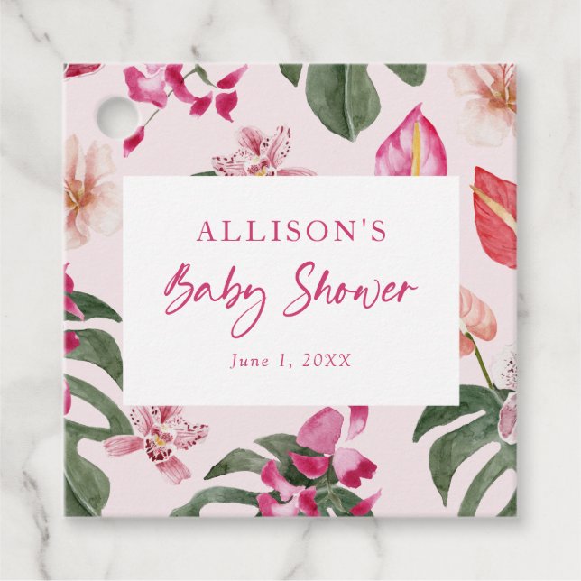 Étiquette de cadeau pour Baby Shower Tropical (Devant)