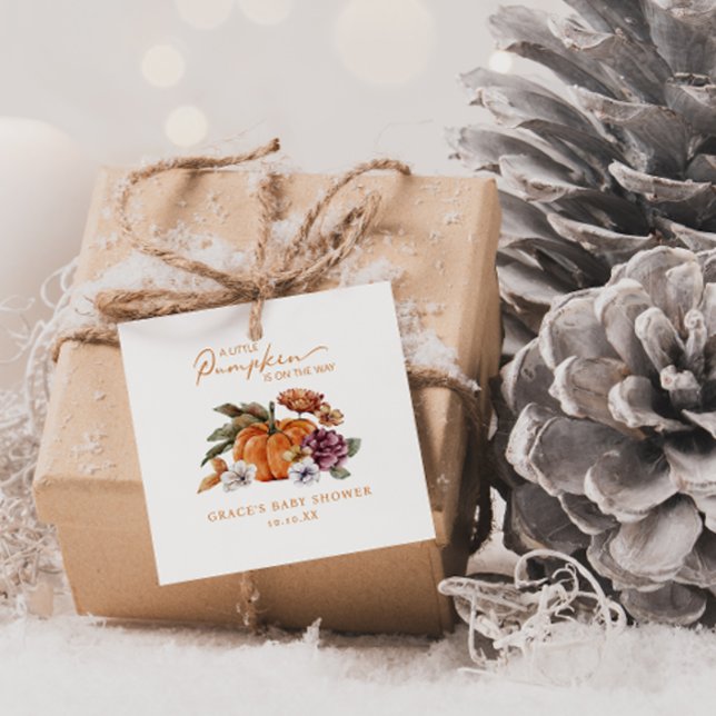 Étiquette de cadeau pour bébé petite citrouille (A Little Pumpkin Is On The Way Baby Shower Gift Tag)