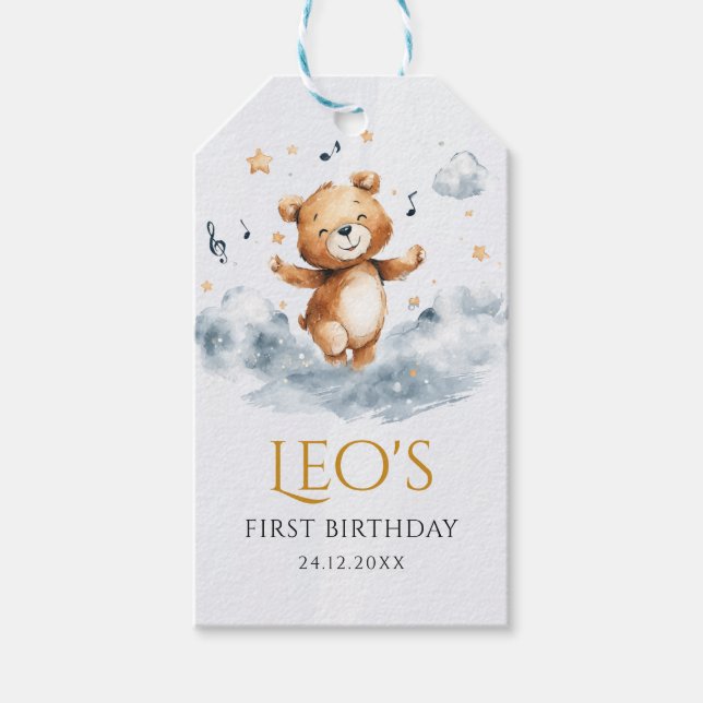 Étiquette de cadeau pour le premier anniversaire d (Devant)