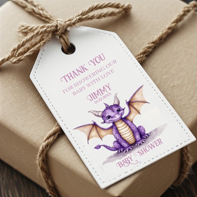 Étiquette de cadeau pour une baby shower Dragon (Créateur téléchargé)