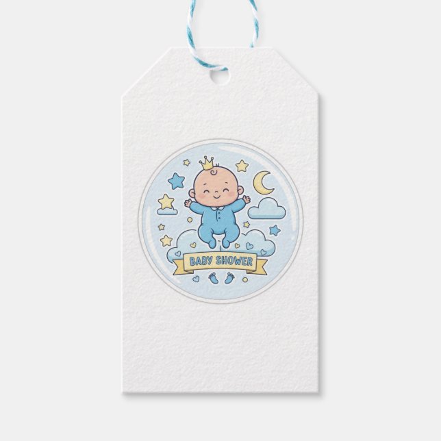 Étiquette de cadeau pour une baby shower pour garç (Devant)