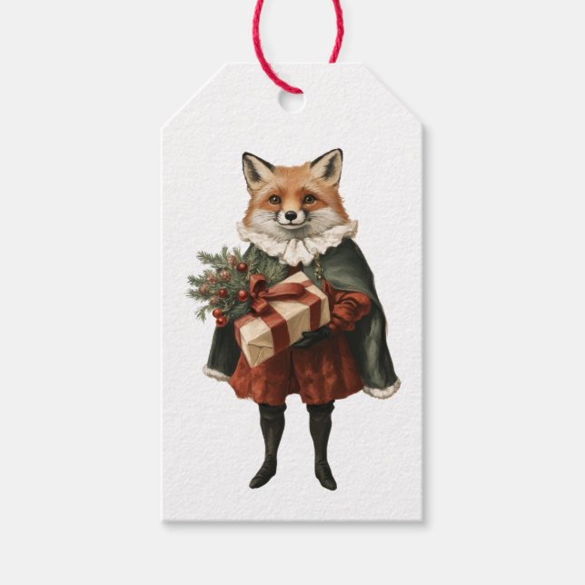 ÉTIQUETTE DE CADEAU RENARD NOËL VINTAGE (Devant)