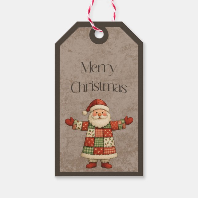 Étiquette de cadeau représentant le Père Noël en p (Devant)