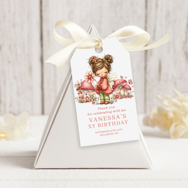 Étiquette de cadeau rose pâle pour la 7e fête d'an (Sunny Fairy 7th Birthday Blush Pink Favor Gift Tags)