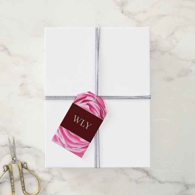 Étiquette de cadeau Rose Rose (Avec de la ficelle)