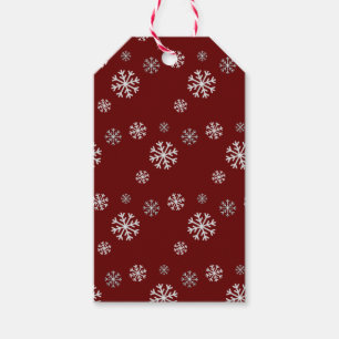 Étiquette de cadeau rouge chute de neige