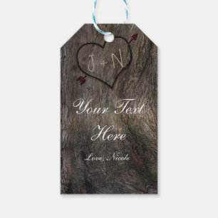 Étiquette de cadeau rustique Tronc d'arbre + Cœur