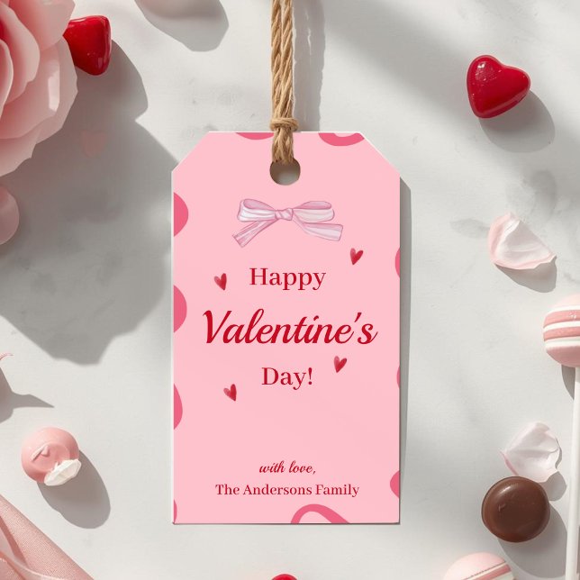 Étiquette de cadeau Saint-Valentin Ruban Rose Bord (Créateur téléchargé)