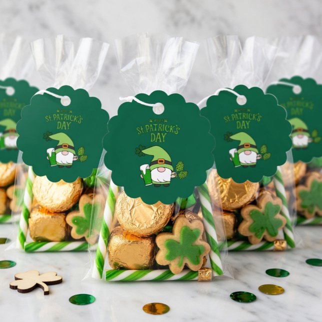 Étiquette de cadeau vert de gnome pour la Saint-Pa (Créateur téléchargé)