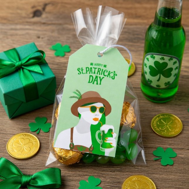 Étiquette de cadeau verte moderne de la Saint-Patr (Créateur téléchargé)