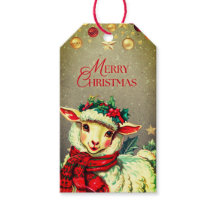 ÉTIQUETTE DE CADEAU VINTAGE POUR AGNEAU DE NOËL AV