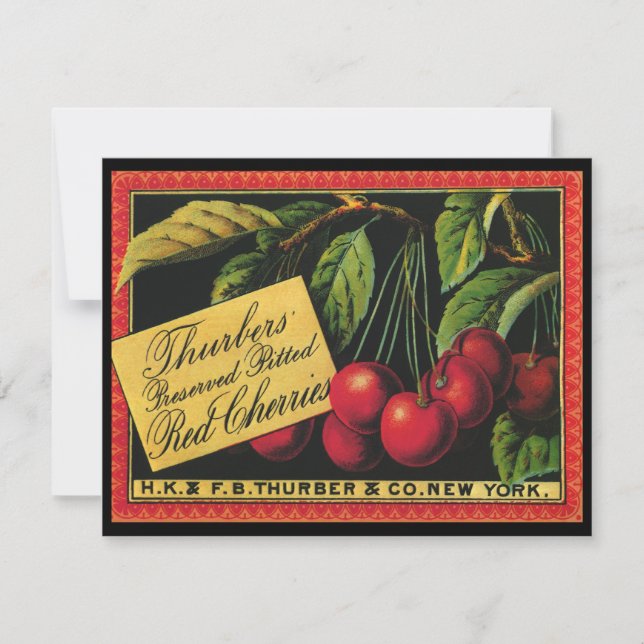 Étiquette de caisse de fruits vintage, cerises Thu (Devant)