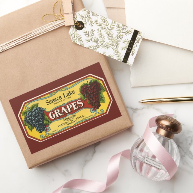 Étiquette de caisse de fruits vintage, raisins du  (Cadeaux)