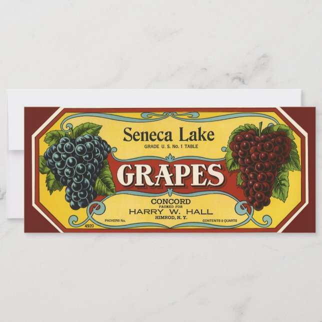 Étiquette de caisse de fruits vintage, raisins du  (Devant)
