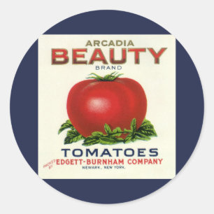 Étiquette de caisse de fruits vintage, tomates Arc