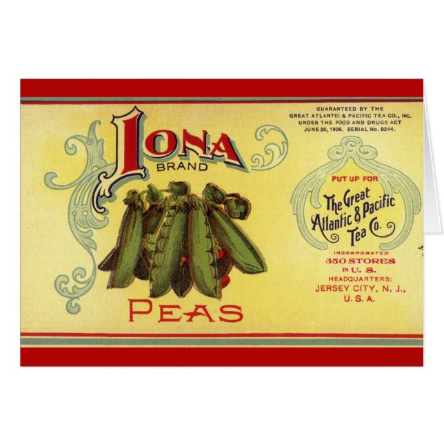Étiquette de canette de légumes vintage, petits po (Devant horizontal)