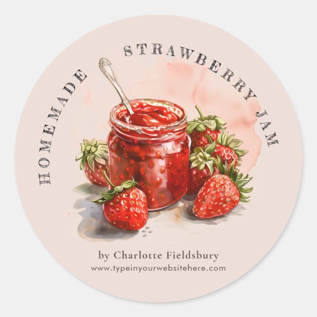 Étiquette de canne à confiture de fraise rustique (Devant)