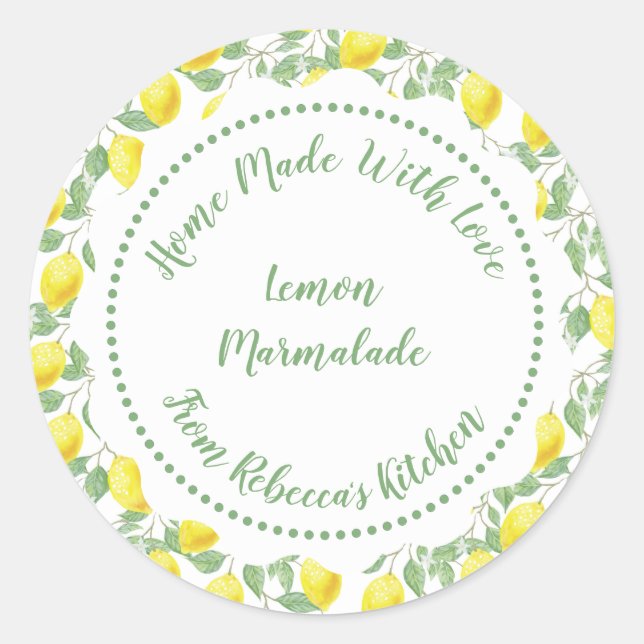 Étiquette de canne à confiture maison |Motif citro (Devant)
