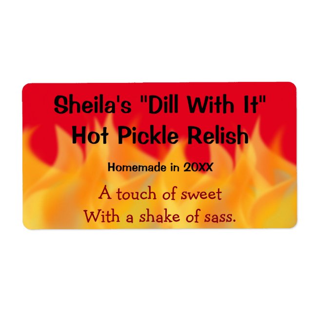 Étiquette de canne artisanal à thème flamme (Devant)