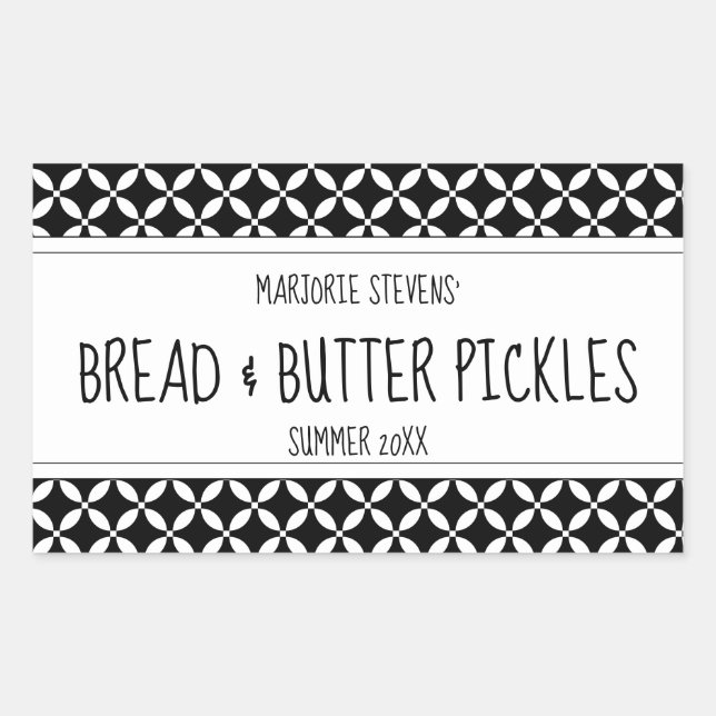 Étiquette de canne noir et blanc moderne (Devant)