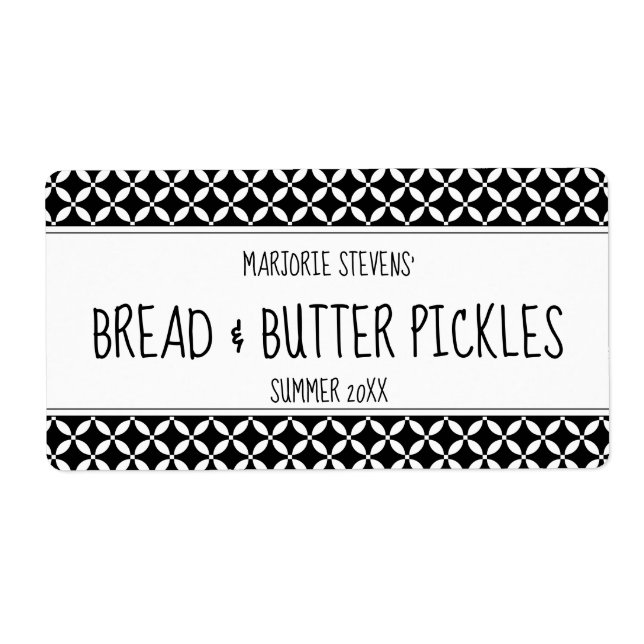 Étiquette de canne noir et blanc moderne (Devant)