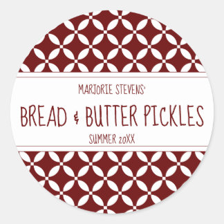 Étiquette de canne rouge foncé et blanc moderne