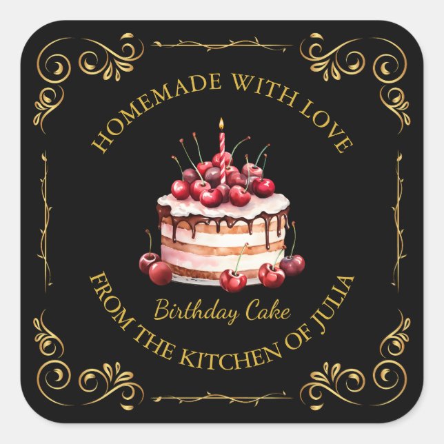 Étiquette de Carré de gâteaux maison vintage (Devant)