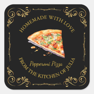 Étiquette de Carré de pizza maison vintage