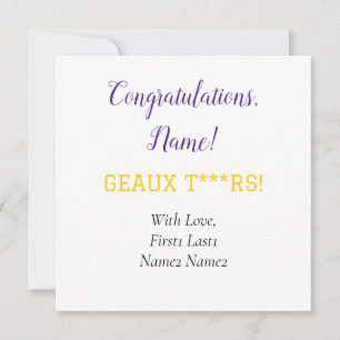 Étiquette de carte cadeau PURPLE AND GOLD Geaux