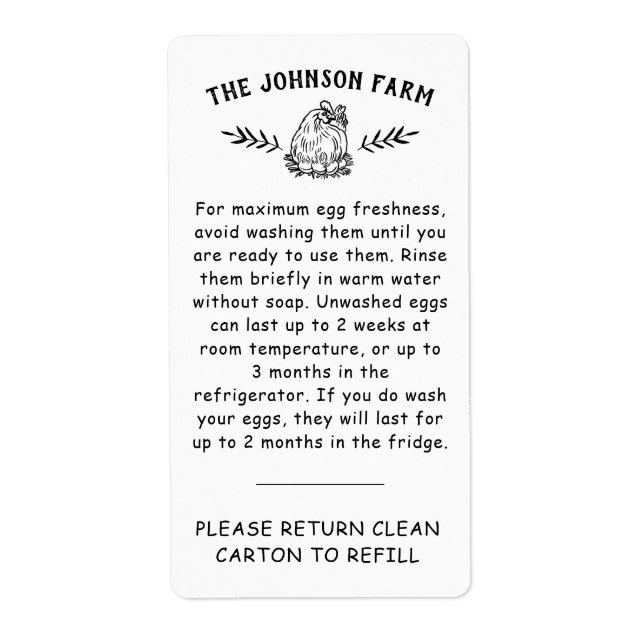 Étiquette de carton de retour de manipulation d'œu (Devant)