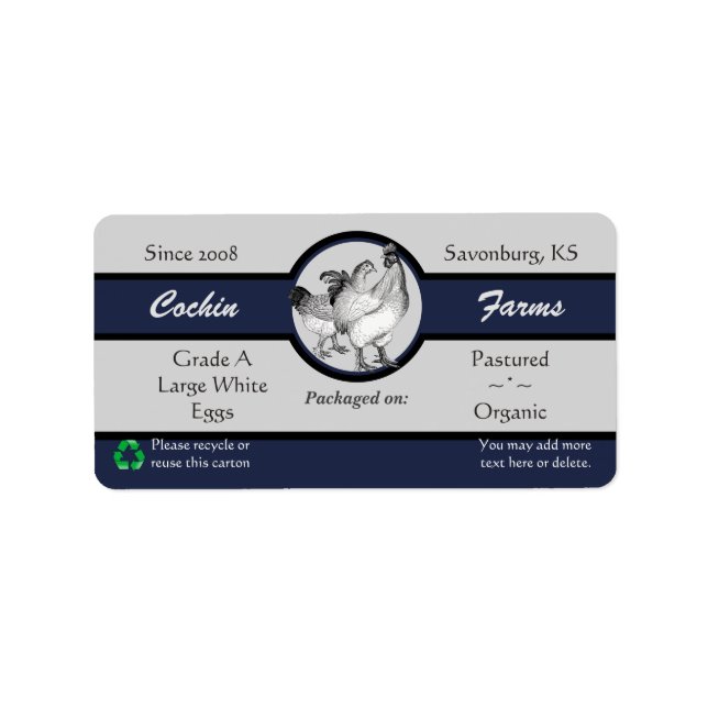 Étiquette de carton d'oeuf de style vintage (Devant)