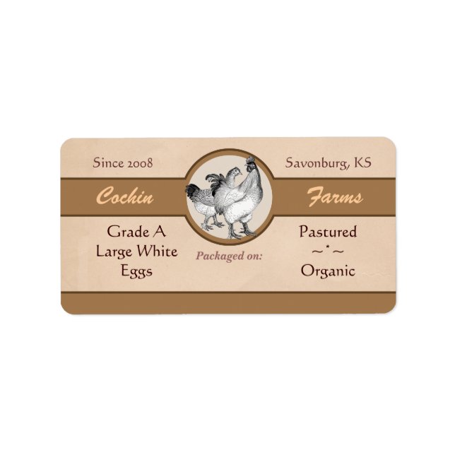 Étiquette de carton d'oeuf de style vintage (Devant)