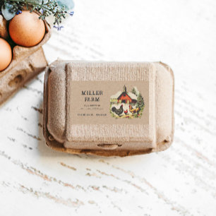 Étiquette de carton d'oeuf vintage Farm Kraft Scri