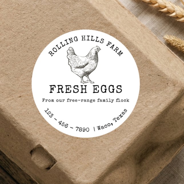 Étiquette de carton d'œufs de poule de ferme blanc (Créateur téléchargé)