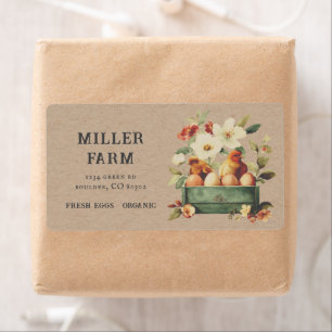 Étiquette de carton d'œufs de poule florale coloré