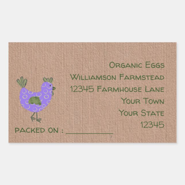 Étiquette de carton d'œufs Poules Ferme | Marché d (Devant)