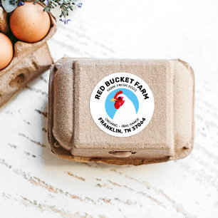 Étiquette de carton en tête de poulet de ferme OEu