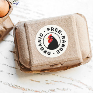 Étiquette de carton en tête de poulet de ferme OEu