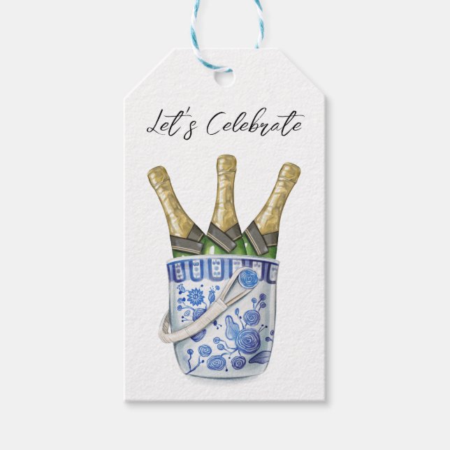 Étiquette de champagne dans un seau à glace en chi (Devant)