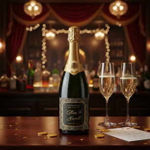 Étiquette de Champagne de Mariage Style Broderie A
