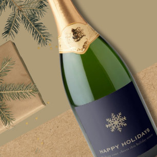 Étiquette de champagne de vacances Snowflake