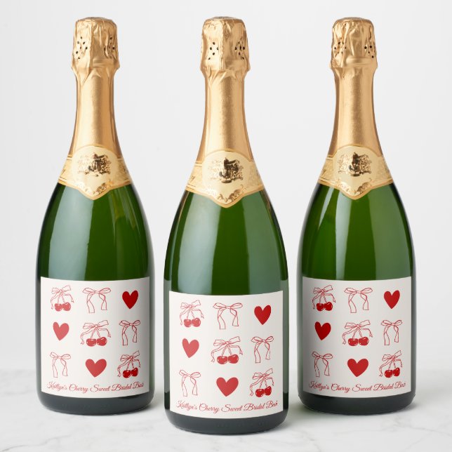 Étiquette de Champagne pour Mariage Ruban Rouge Ce (Bouteilles)